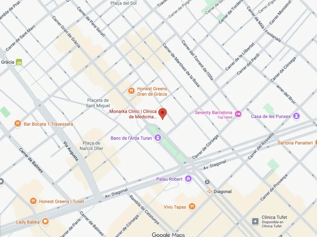 Ubicación de Monarka Clinic, clínica de medicina integrativa en Barcelona, en Paseo de Gracia 130